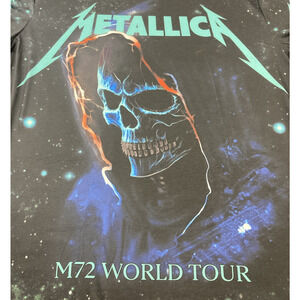 Metallica M72 World Tour T-Shirt Black Size Large Skull Graphic Concert Tee